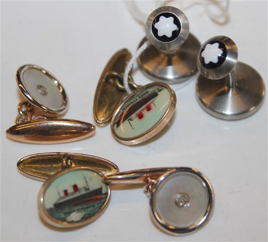 Novelty shipping cufflinks & 2 other pairs